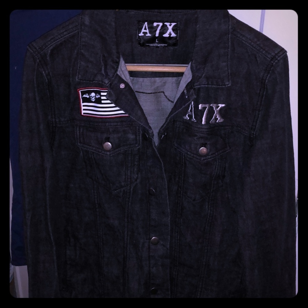 Avenged Sevenfold A7X black denim jacket